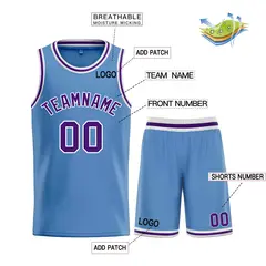 Light Blue Purple-White Bull Classic Sets Basketball Jersey 3