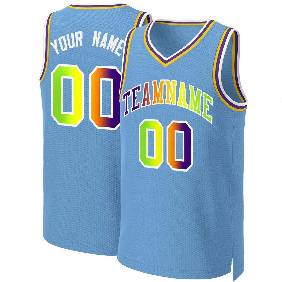 Light Blue Purple-White Classic Gradient Basketball Jersey