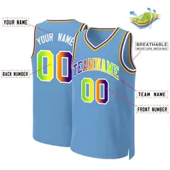 Light Blue Purple-White Classic Gradient Basketball Jersey 2