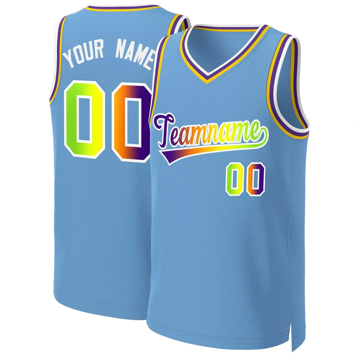 Light Blue Purple-White Classic Gradient Basketball Jersey