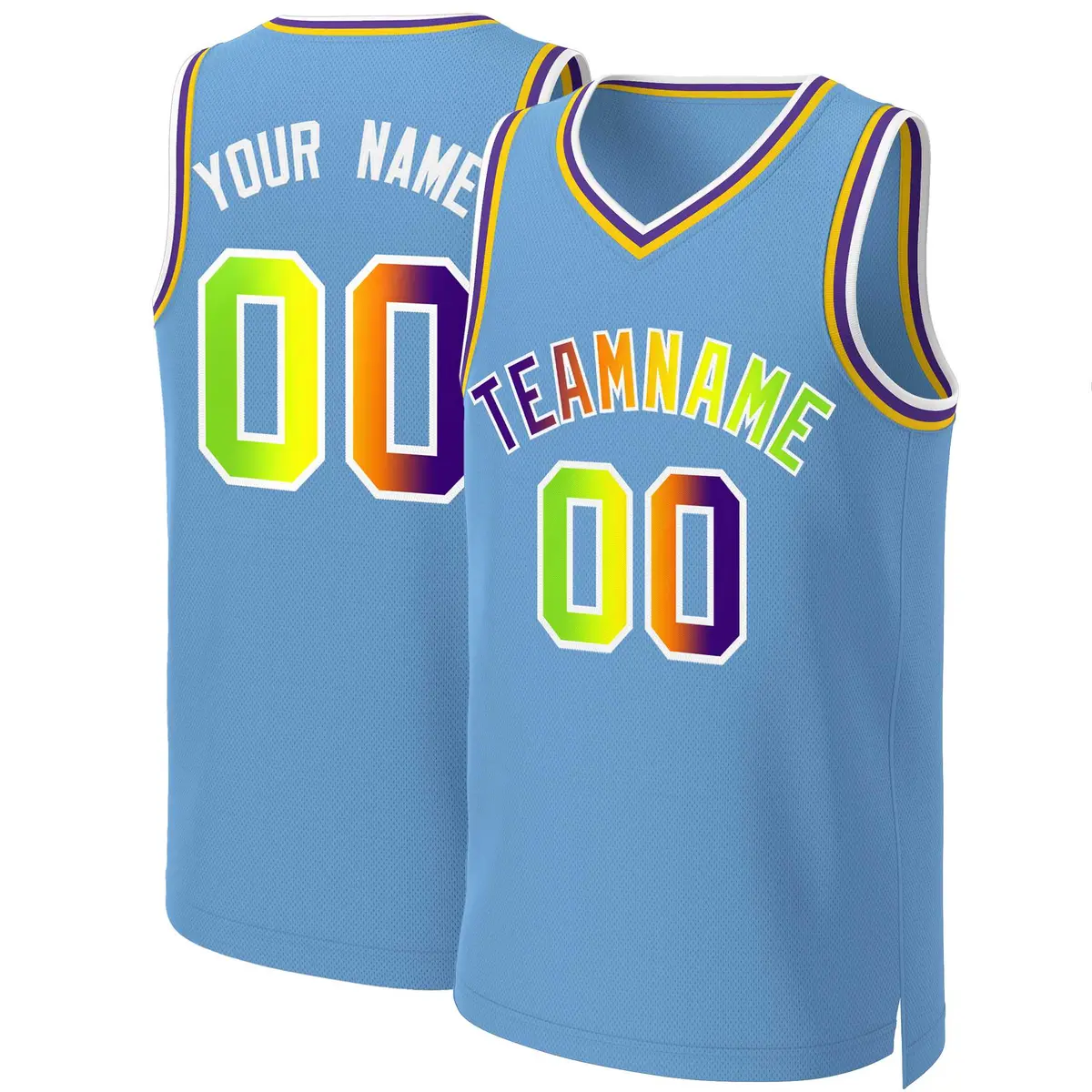 Light Blue Purple-White Classic Gradient Basketball Jersey