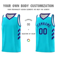 Light Blue Purple-White Classic Mesh Sport Basketball Jersey 3