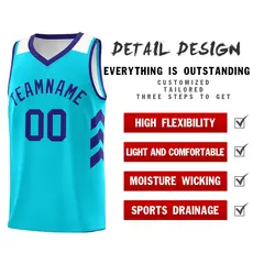 Light Blue Purple-White Classic Mesh Sport Basketball Jersey 4