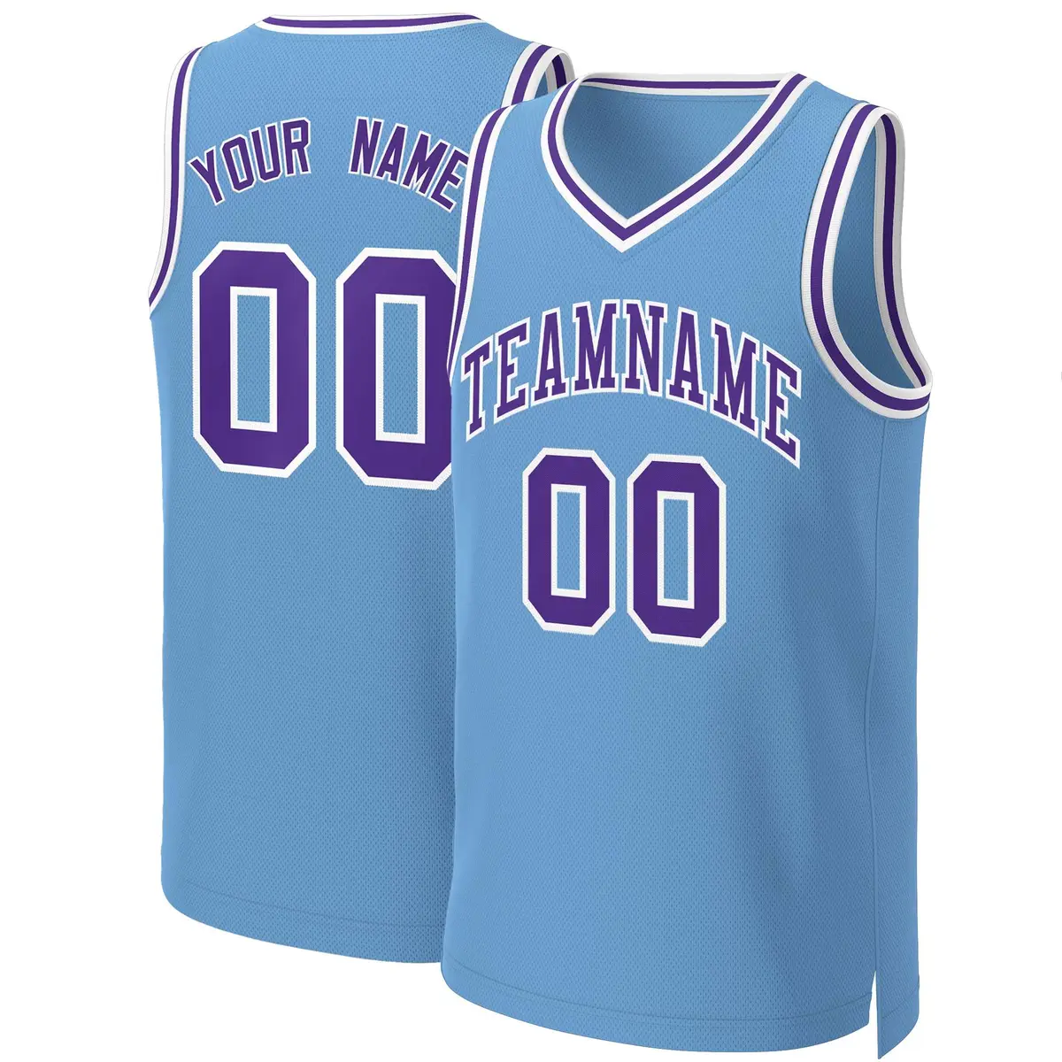 Light Blue Purple-White Classic Team Basketball Jersey