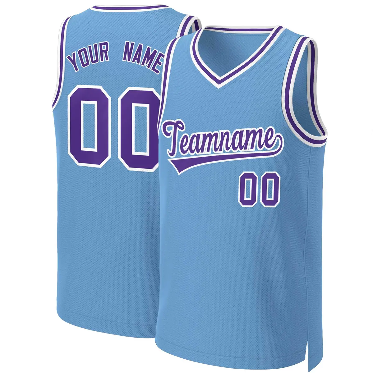 Light Blue Purple-White Classic Team Basketball Jersey