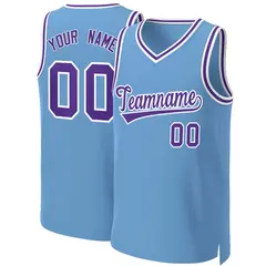 Light Blue Purple-White Classic Team Basketball Jersey 1