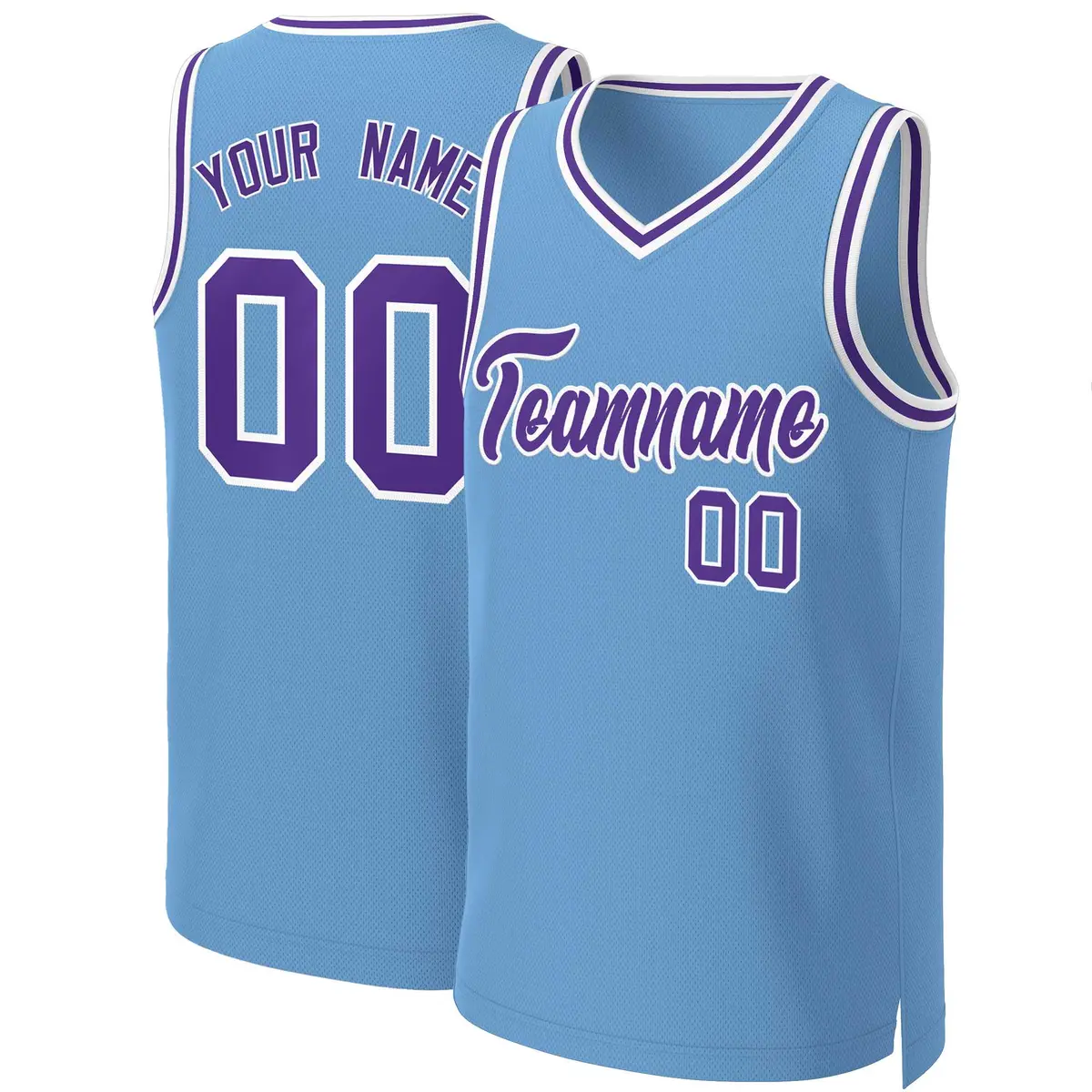 Light Blue Purple-White Classic Team Basketball Jersey