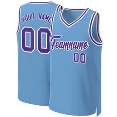 Light Blue Purple-White Classic Team Basketball Jersey 1