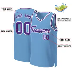 Light Blue Purple-White Classic Team Basketball Jersey 2