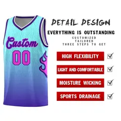 Light Blue Purple-White Flame Gradient Basketball Jersey 5