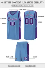 Light Blue Purple-White Side Stripe Sports Basketball Jersey 2