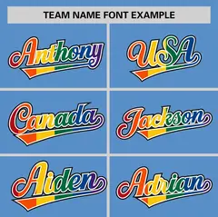 Light Blue Rainbow Pride Month Authentic Baseball Jersey 3