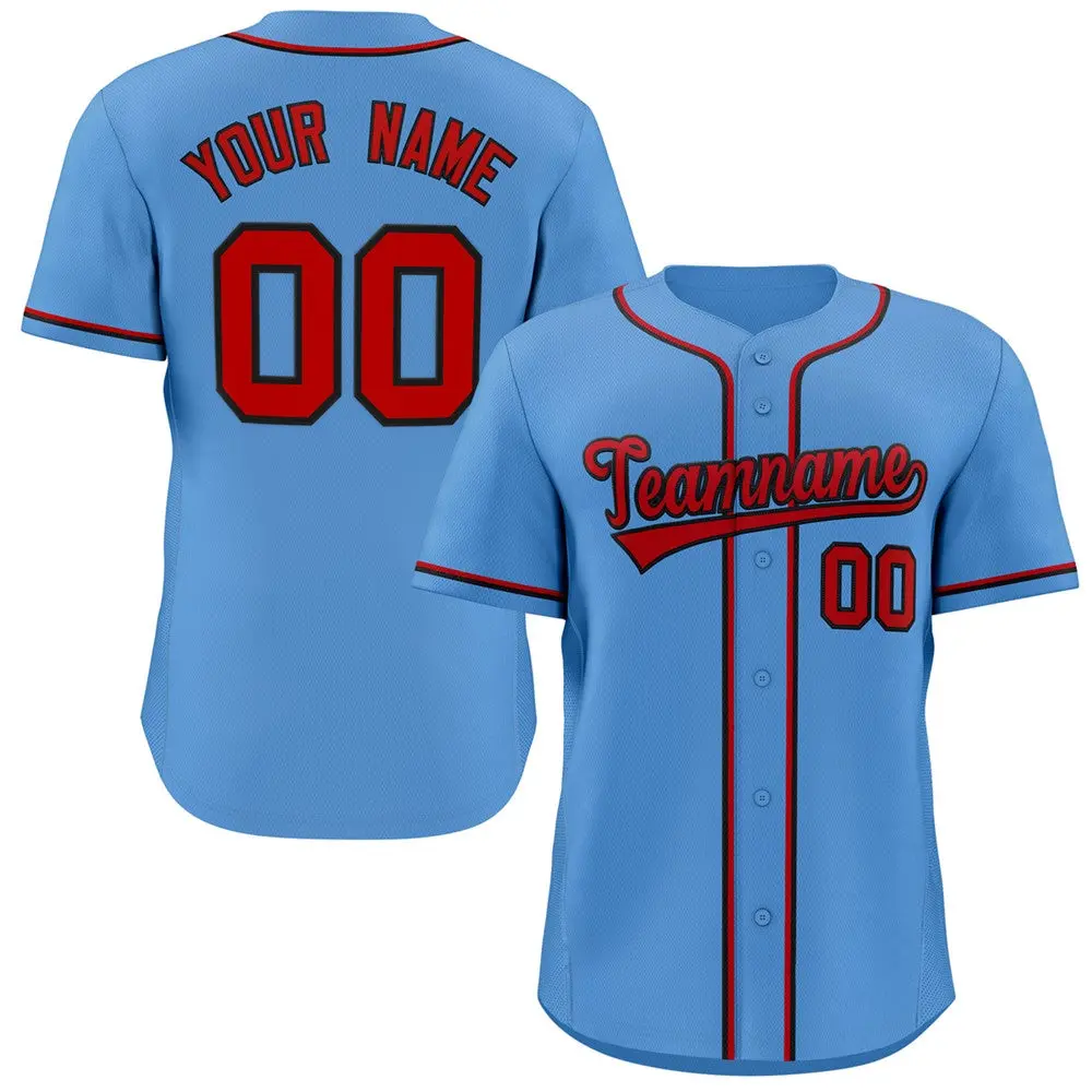 Light Blue Red-Black Classic Style Baseball Jersey