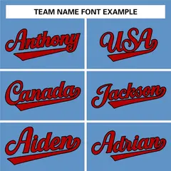 Light Blue Red-Black Classic Style Baseball Jersey 3