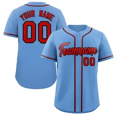Light Blue Red-Black Classic Style Baseball Jersey