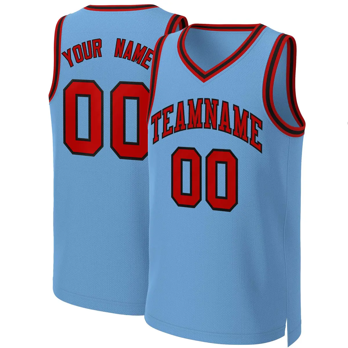 Light Blue Red-Black Classic Team Basketball Jersey