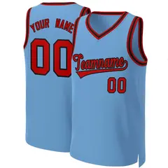 Light Blue Red-Black Classic Team Basketball Jersey 1