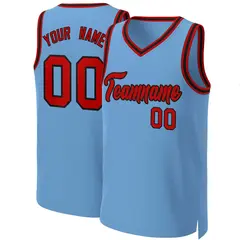 Light Blue Red-Black Classic Team Basketball Jersey 1