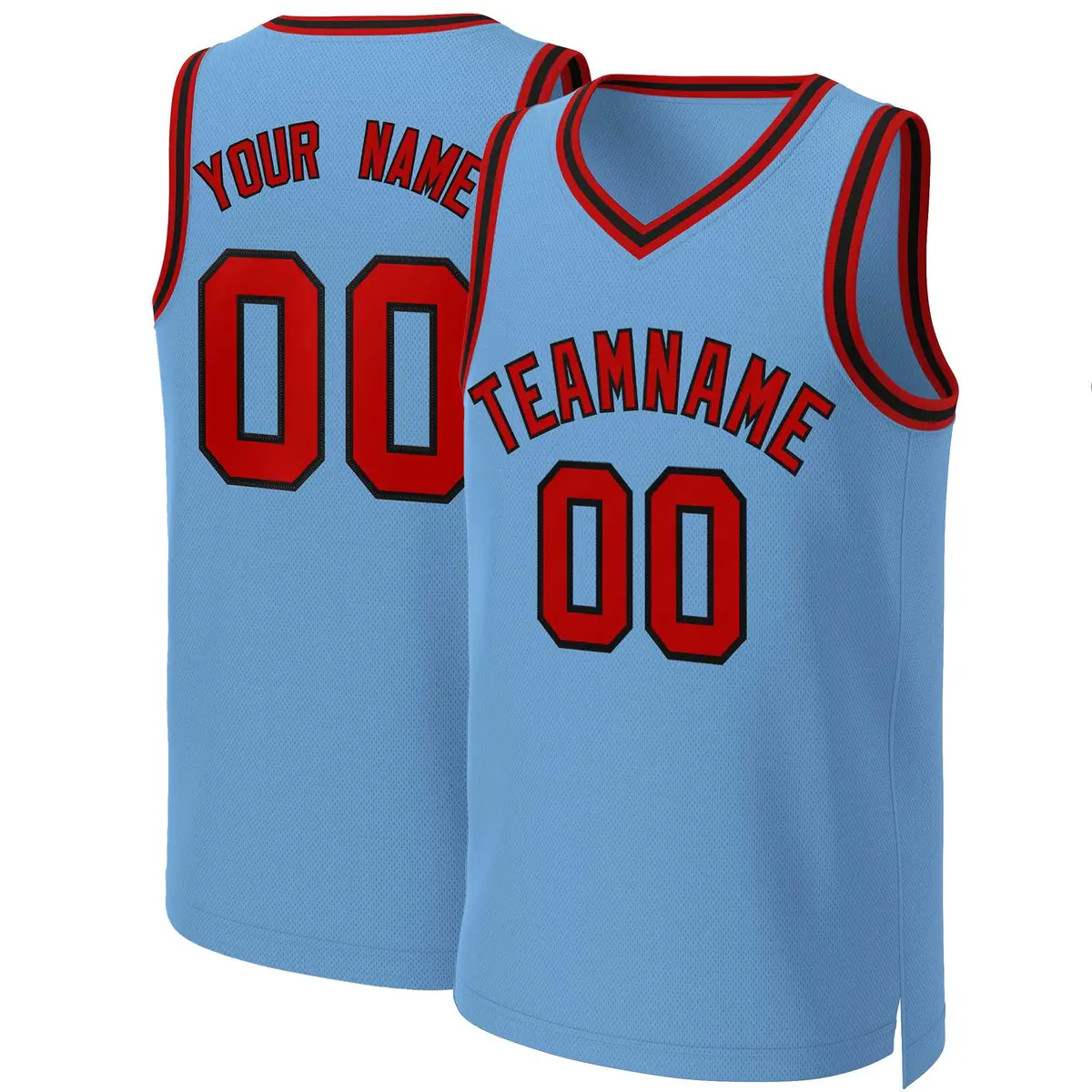 Light Blue Red-Black Classic Team Basketball Jersey