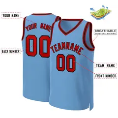 Light Blue Red-Black Classic Team Basketball Jersey 2