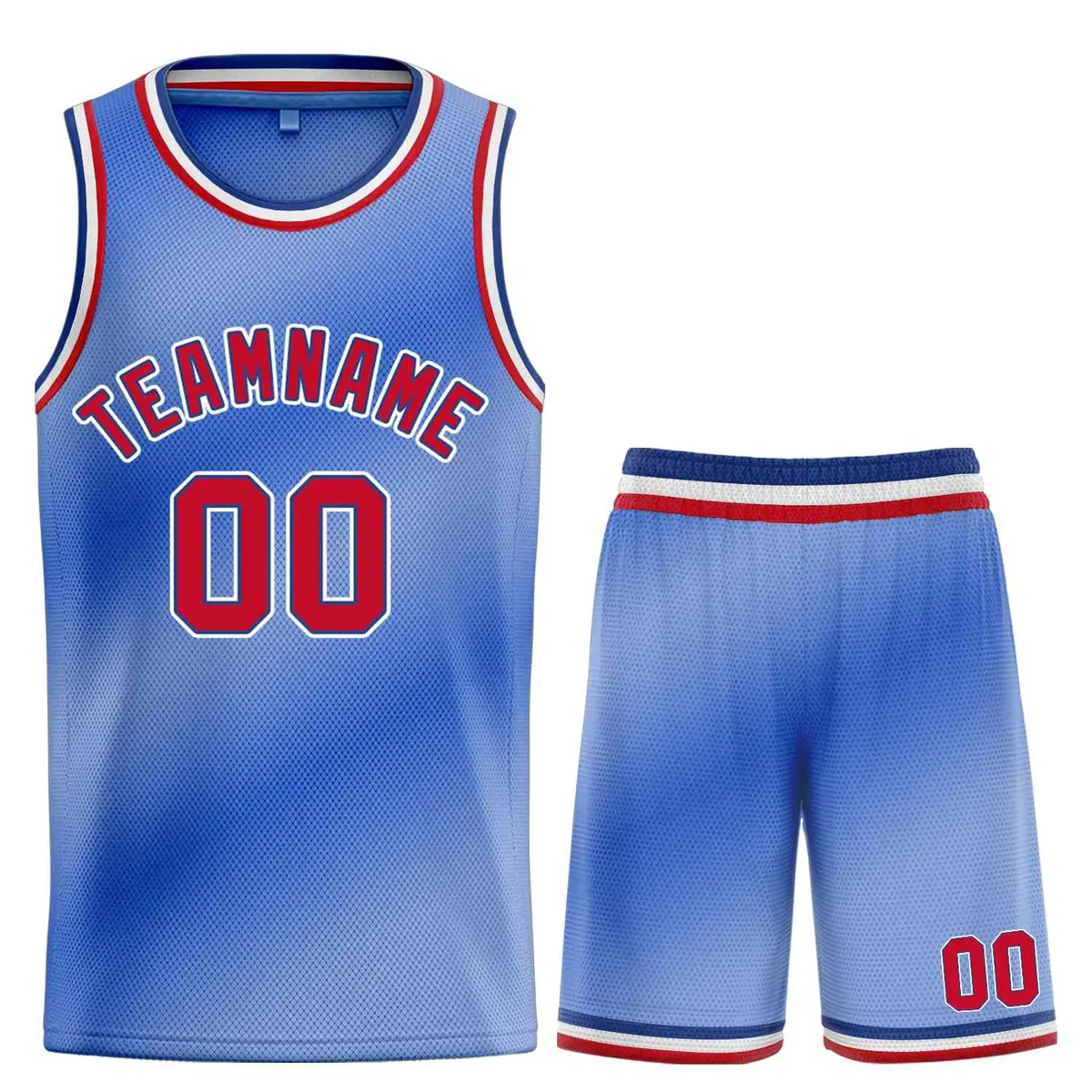 Light Blue Red-Blue Bull Gradient Basketball Jersey