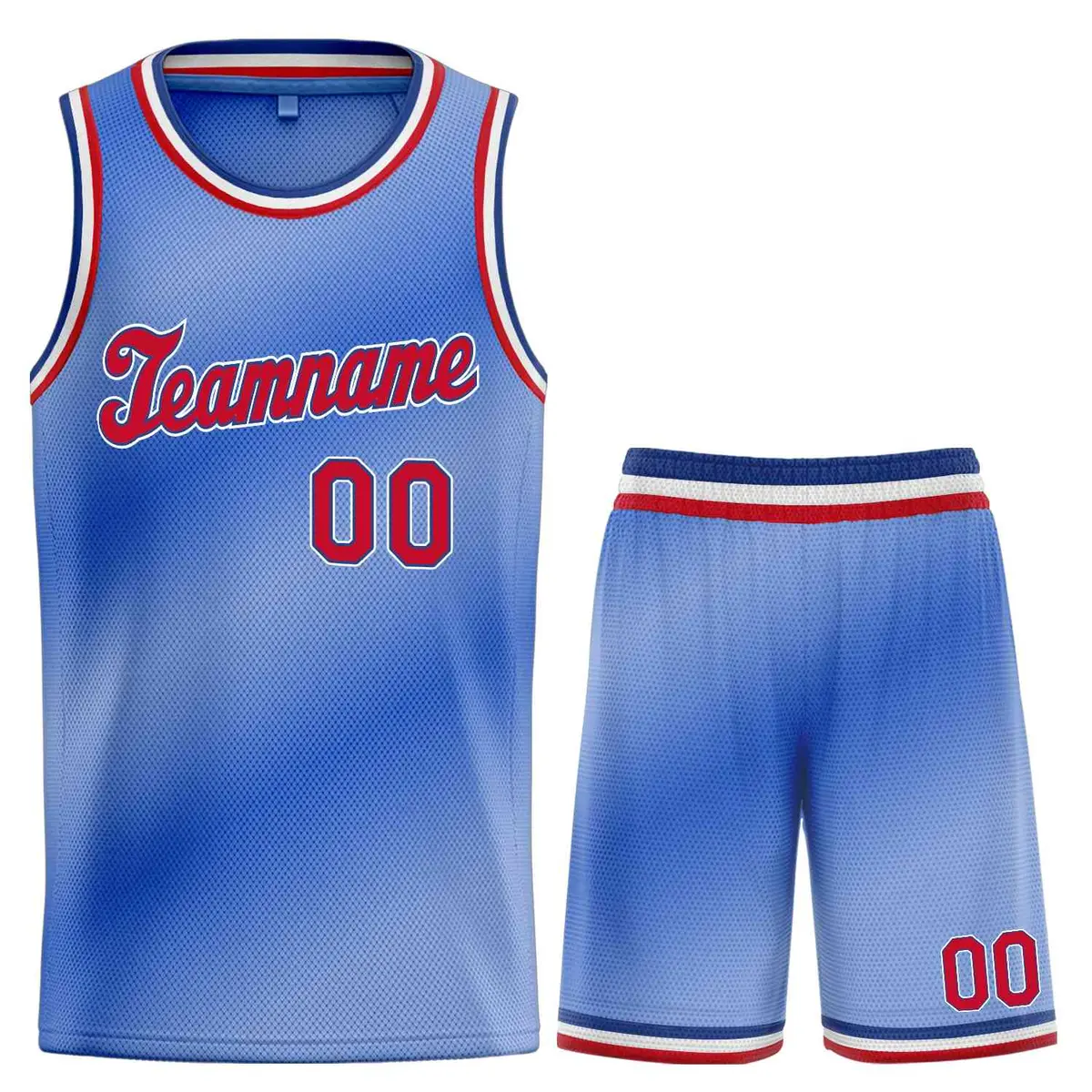 Light Blue Red-Blue Gradient Basketball Uniform Jersey