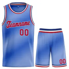 Light Blue Red-Blue Gradient Basketball Uniform Jersey