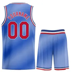 Light Blue Red-Blue Gradient Basketball Uniform Jersey 2