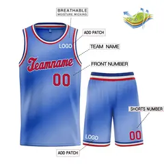 Light Blue Red-Blue Gradient Basketball Uniform Jersey 3
