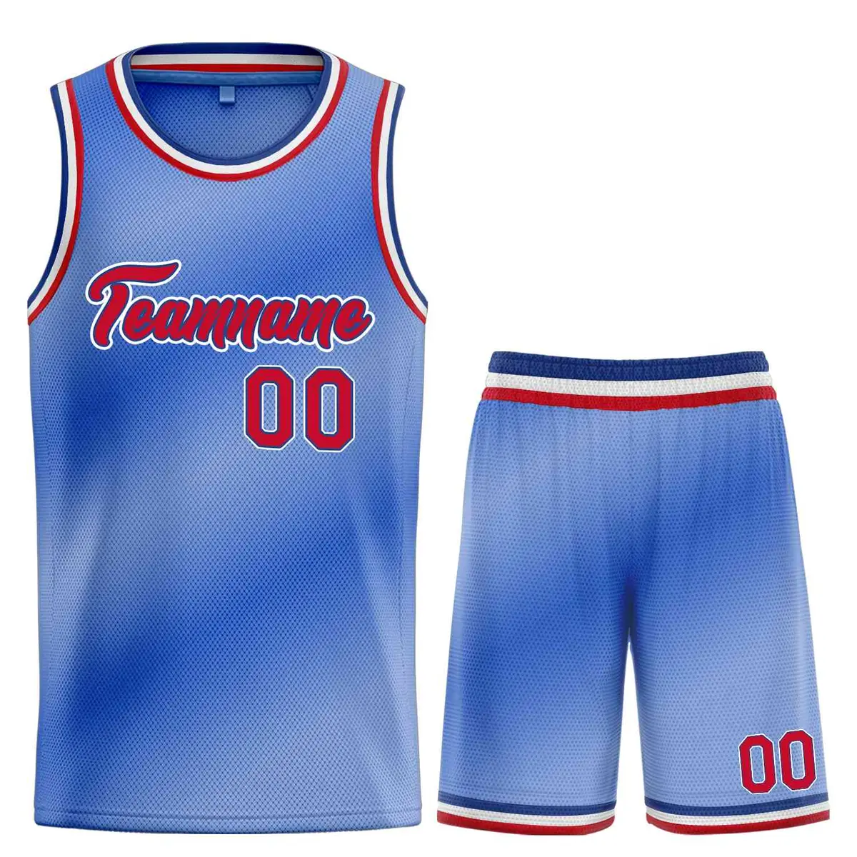 Light Blue Red-Blue Gradient Heal Basketball Jersey