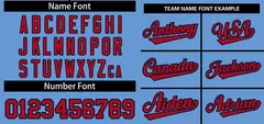 Light Blue Red Classic Striped Two-Button Softball Jersey 3