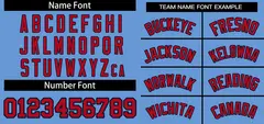 Light Blue Red Classic Striped Two-Button Softball Jersey 3