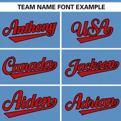 Light Blue Red Gradient Ribbed Authentic Baseball Jersey 3