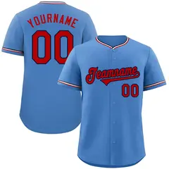 Light Blue Red-Navy Classic Style Baseball Jersey 1