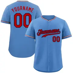 Light Blue Red-Navy Classic Style Baseball Jersey 1
