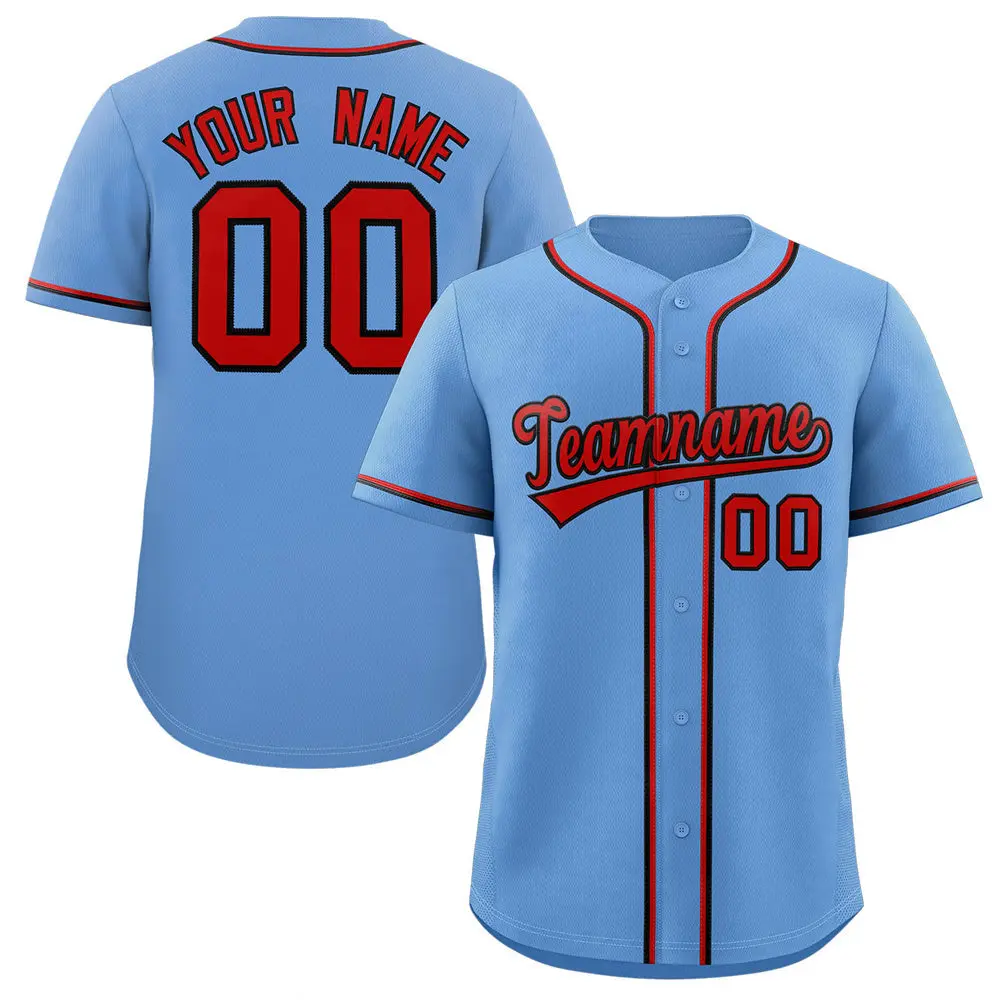 Light Blue Red-Navy Classic Style Baseball Jersey