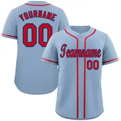 Light Blue Red-Navy Classic Style Baseball Jersey 1
