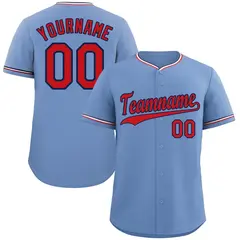 Light Blue Red-Navy Classic Style Baseball Jersey 1
