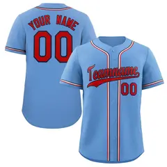 Light Blue Red-Navy Classic Style Baseball Jersey 1