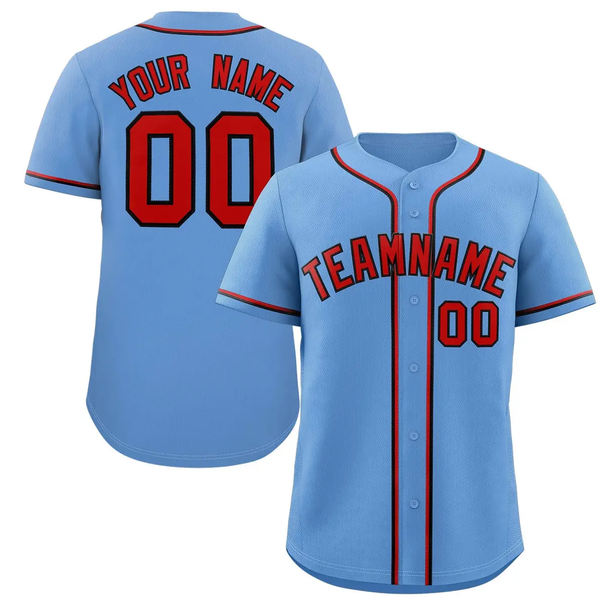 Light Blue Red-Navy Classic Style Baseball Jersey