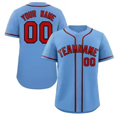 Light Blue Red-Navy Classic Style Baseball Jersey 1