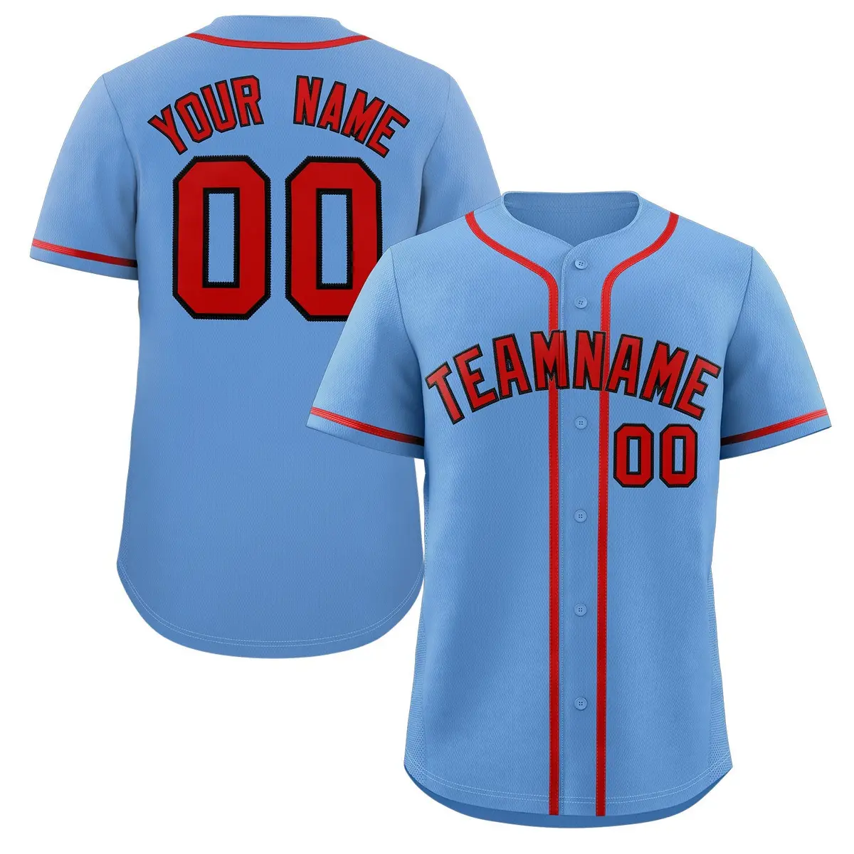 Light Blue Red-Navy Classic Style Baseball Jersey