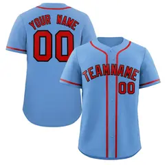 Light Blue Red-Navy Classic Style Baseball Jersey