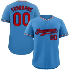 Light Blue Red-Navy Classic Style Baseball Jersey 1