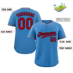 Light Blue Red-Navy Classic Style Baseball Jersey 2