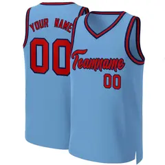 Light Blue Red-Navy Classic Team Basketball Jersey 1