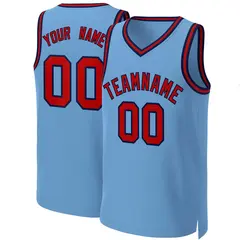 Light Blue Red-Navy Classic Team Basketball Jersey 1