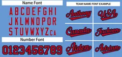 Light Blue Red-Navy Classic Two-Button Softball Jersey 3