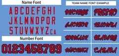 Light Blue Red-Navy Classic Two-Button Softball Jersey 3