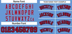 Light Blue Red-Navy Classic Two-Button Softball Jersey 3